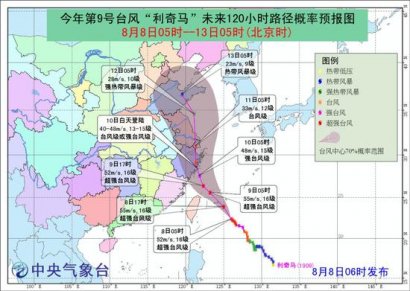 预警！今年第9号台风利奇马加强为超强台风